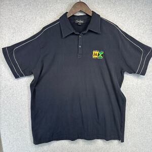 Sun Island Jamaica West Indies Polo Shirt Large Black Cotton Blend Short Sleeve
